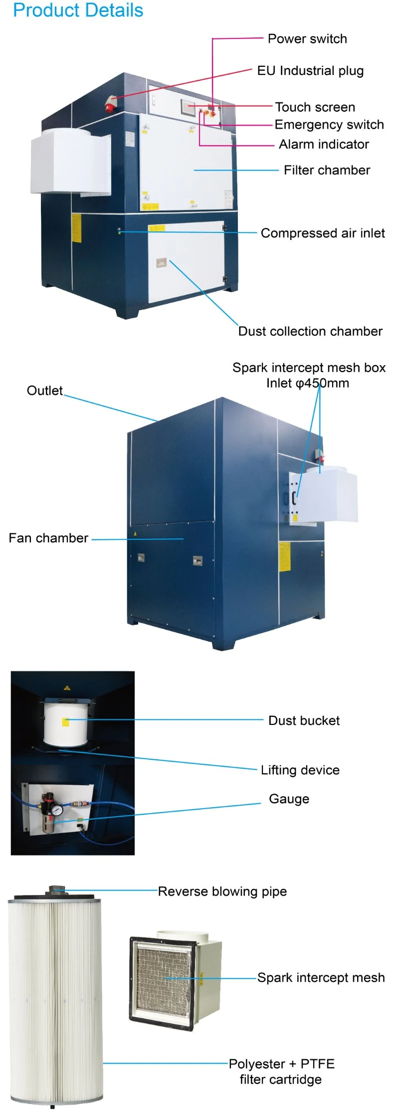 99.9% Centralized Extraction Solution for Welding Ksdc-8606b1 Fume Extractor