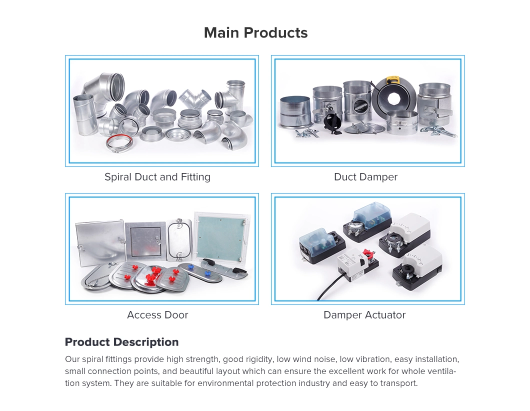 Ventilation Galvanized Steel Spiral Duct Fitting Coupling for HVAC System