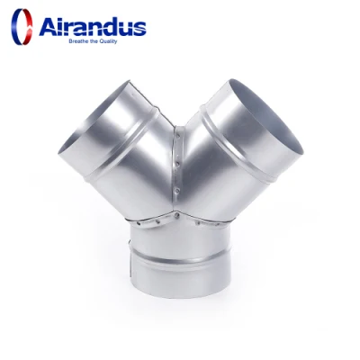 Factory Price Ventilation Air Duct 45 Degree Y Branch Duct Spiral Duct Y Piece for HVAC